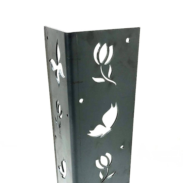 Metal Garden Box Corners | High Definition Heavy Duty Decorative Garden Box Brackets with Tulips & Butterflies | LASER Cut by Red Summit