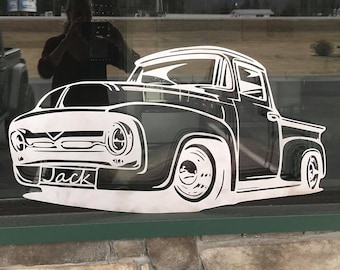 56 Ford Pickup Truck High Definition Metal Wall Hanging / Oldies Truck Sign / Decorazione per camera da letto per bambini / Taglio LASER di Red Summit
