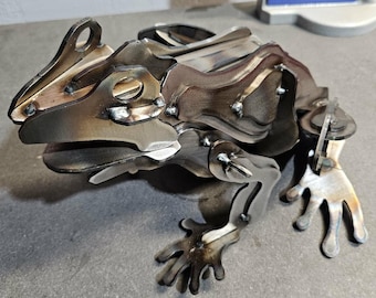 Scultura 3D in metallo a forma di rana, file DXF – Progettazione per la fabbricazione di linguette e scanalature tramite CNC
