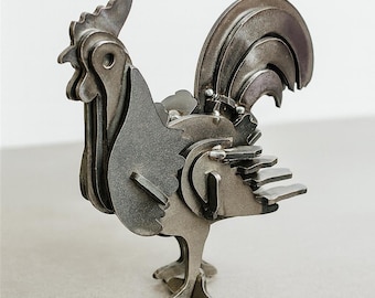 Scultura 3D di gallo in metallo, file DXF – Progettazione per la fabbricazione di linguette e fessure tramite CNC
