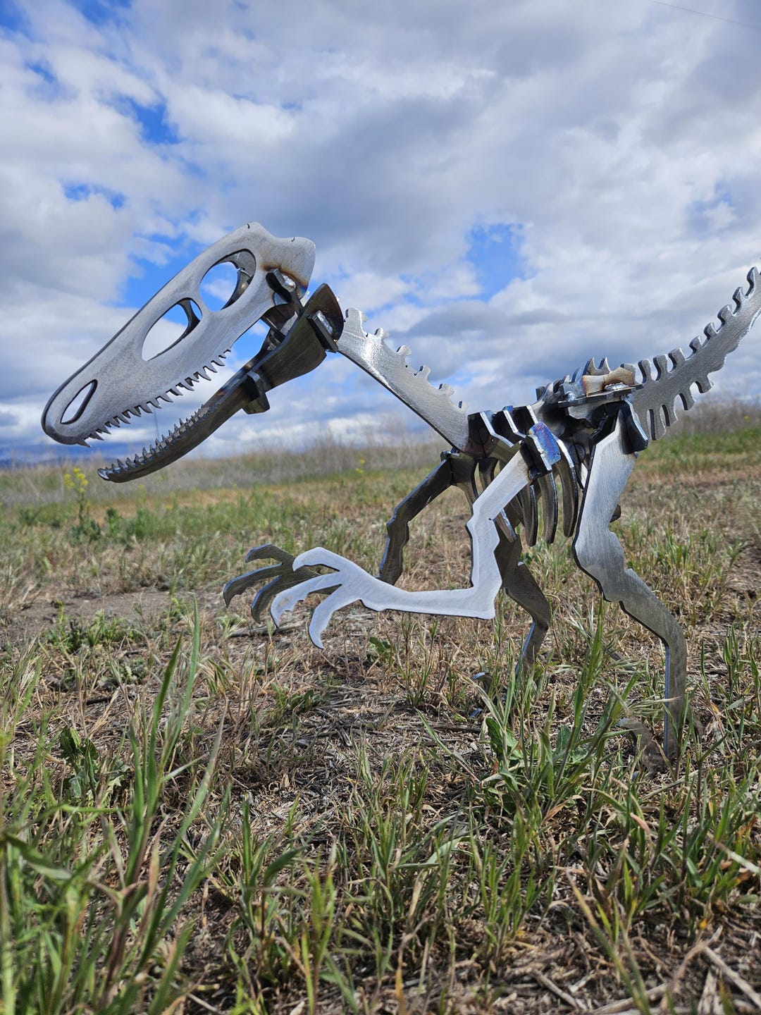 Steel Raptors 3D Metal Raptor Sculpture DXF File – CNC Tab & Slot Fabrication Design ...