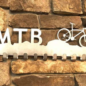 Metalen medaillehanger mountainbike: lasergesneden muurdecoratie wielrenner