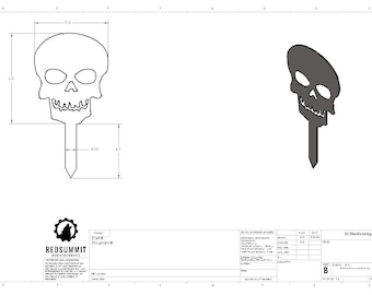 Paletto da giardino a forma di teschio – File di taglio digitale (DXF per CNC, laser, plasma, getto d'acqua)