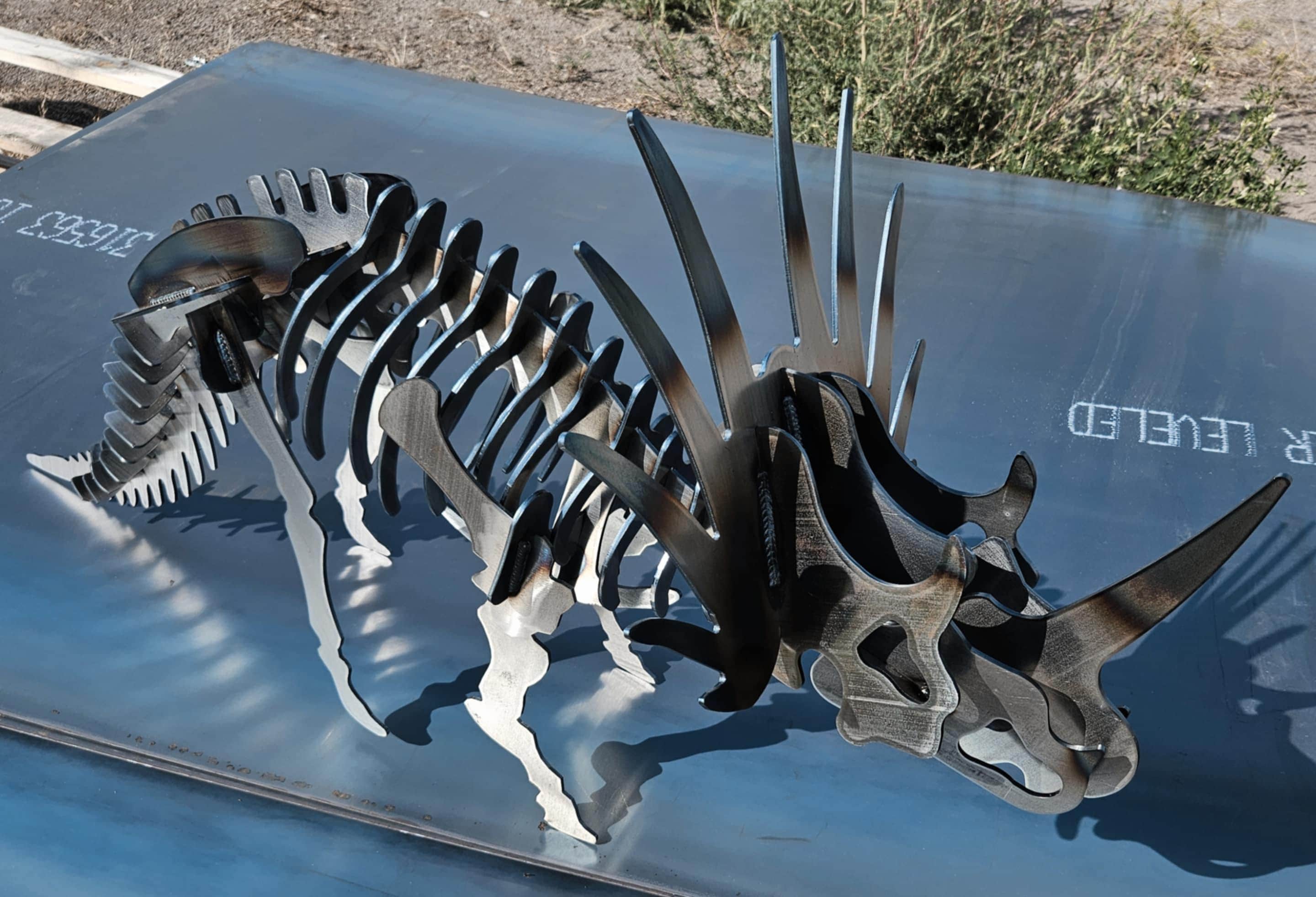 Welded Steel Triceratops Sculpture: 47