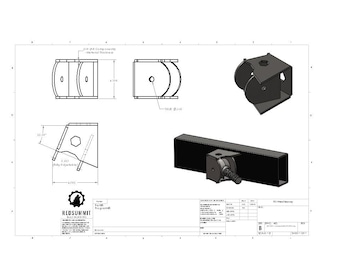 May include: A black metal bracket with a hole in the center. The bracket is designed to be used as a mounting point for a variety of objects. The bracket is shown in three different views, with dimensions labeled in inches.