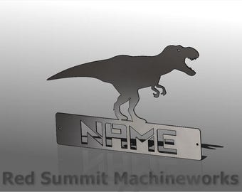 File di taglio personalizzato del cartello con il nome del dinosauro T-Rex (DXF, AI, SVG)