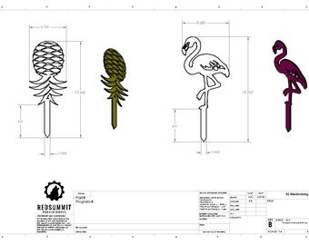 File DXF per palo da giardino Flamingo & Pineapple: pronto per CNC (download digitale)