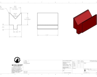 Geometria della matrice inferiore della pressa piegatrice da 40 mm - DXF+STL - Disegno della parte di prova (uso didattico e leggero)