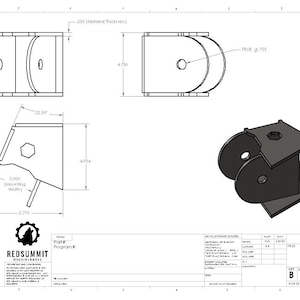 3,0" 22,5 graders fäste för inre ramlänk - DXF- och STEP-digitala filer