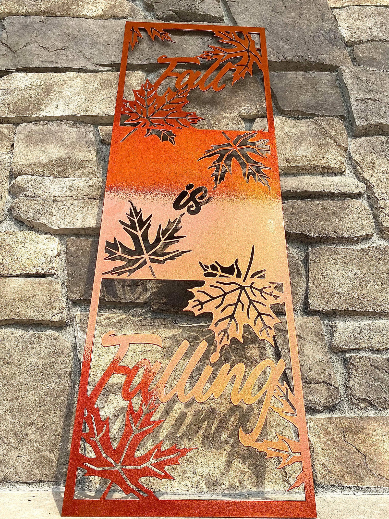 Autumn Leaves Wall Art Fall is Falling Metal Decoration Etsy