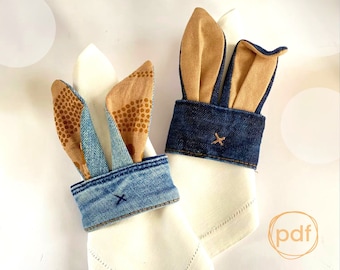 Fabric scraps sewing project,  Easter sewing pattern, pdf download, upcycle jeans and sew for Easter