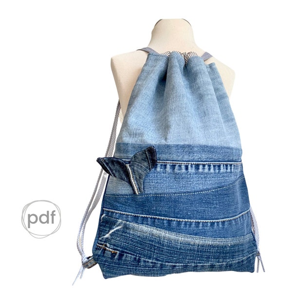 drawstring bag pattern, 3 diff. sizes, lined drawstring backpack sewing pattern, pdf file