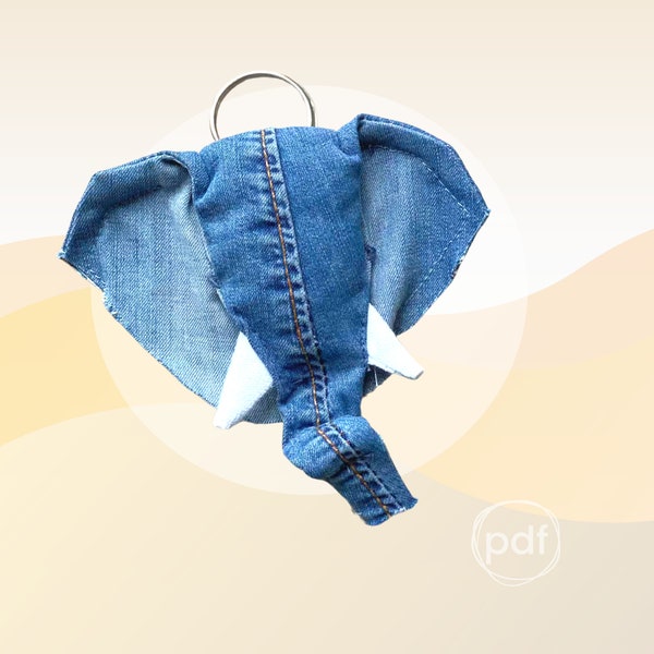 sewing keychain / elephant sewing pattern + tutorial / pdf / upcycling old jeans / little gifts to sew for friends