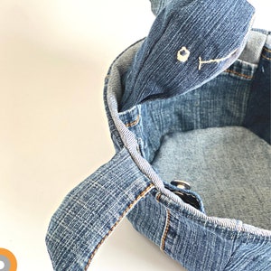 Sew fabric basket, Turtle sewing pattern printable pdf, unique sewing project, upcycle jeans image 7