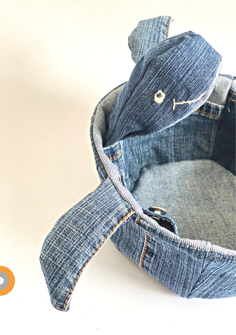 Sew fabric basket, Turtle sewing pattern printable pdf, unique sewing project, upcycle jeans image 7