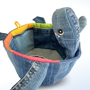 Sew fabric basket, Turtle sewing pattern printable pdf, unique sewing project, upcycle jeans image 9