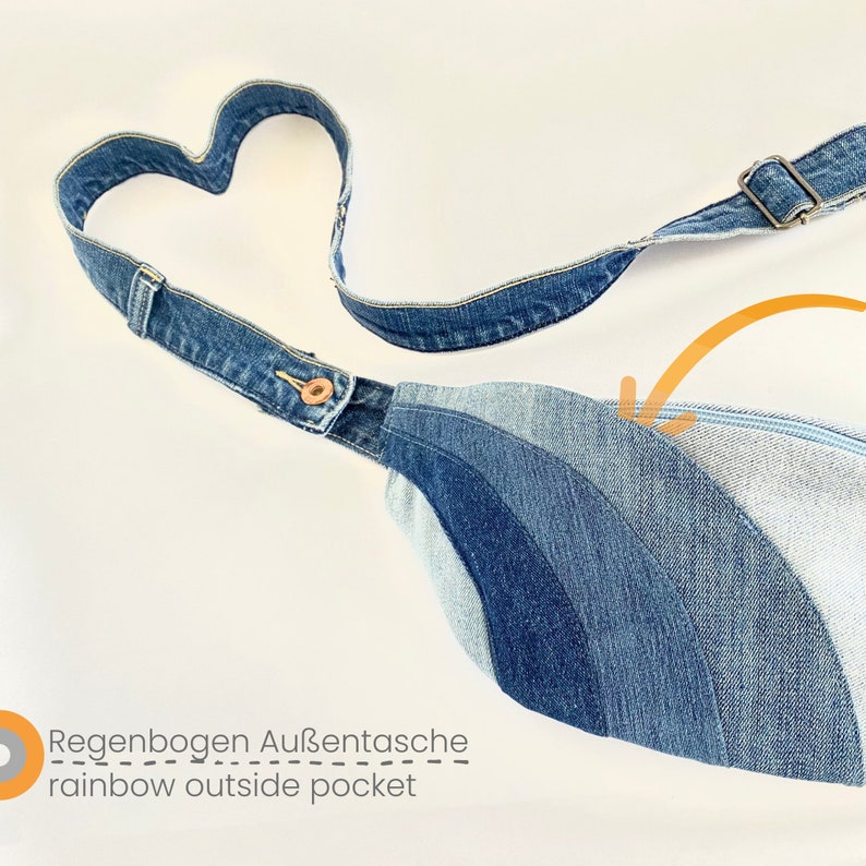 Sömnadsmönster för en magväska med en extra ytterficka, instruktioner i PDF-format, hur man syr en väska av gamla jeans bild 8