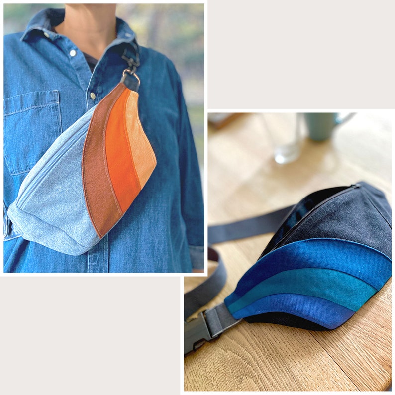 Sömnadsmönster för en magväska med en extra ytterficka, instruktioner i PDF-format, hur man syr en väska av gamla jeans bild 6