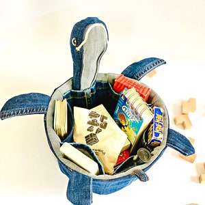 Sew fabric basket, Turtle sewing pattern printable pdf, unique sewing project, upcycle jeans 画像 2