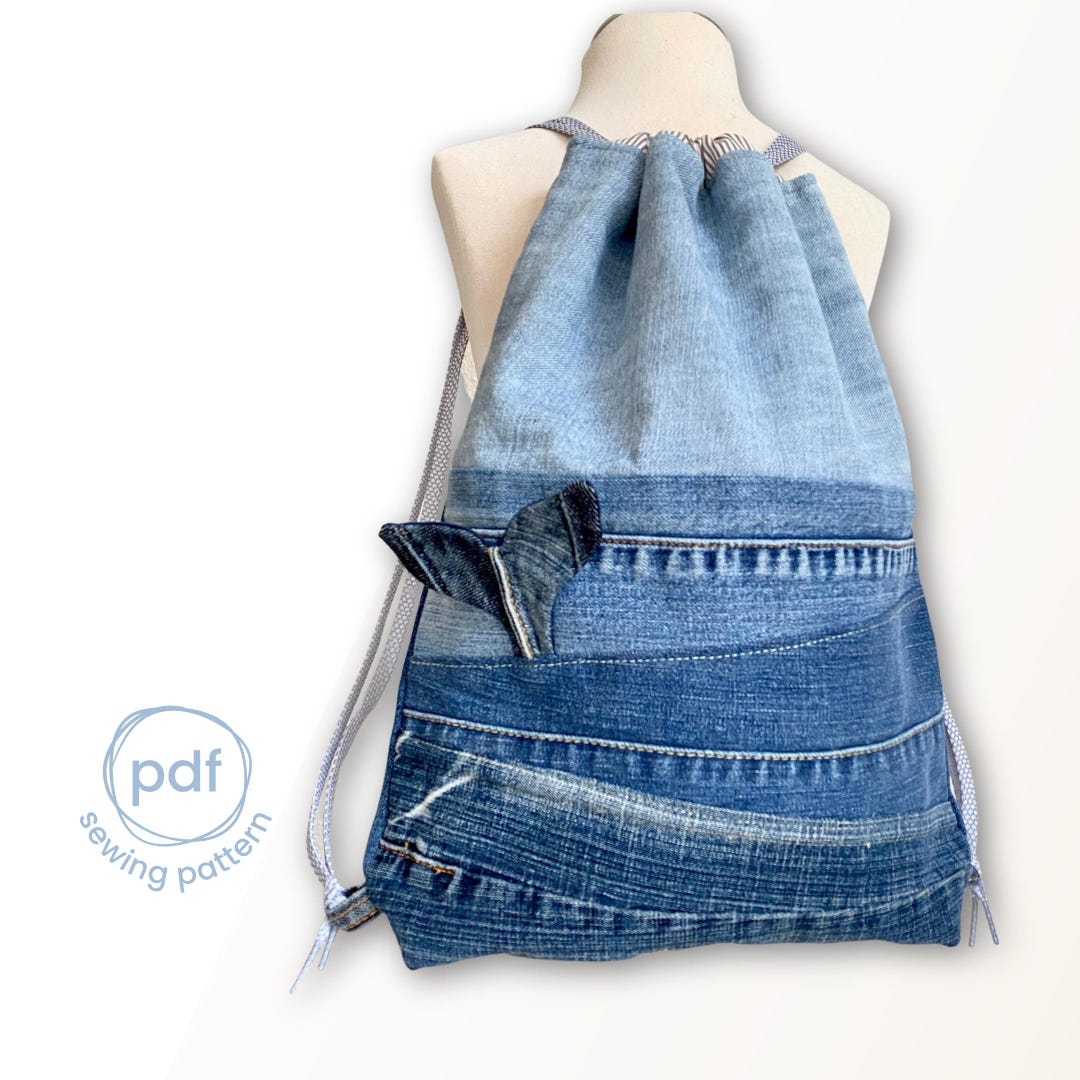 Drawstring Back Bag Pattern Drawstring Bag Pattern, 3 Diff. Sizes, Lined Drawstring Backpack Sewing ...