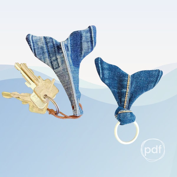 Keychain pattern / upcycling denim / whale sewing pattern + tutorial / pdf / 5 Variants