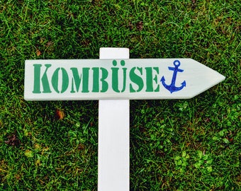 Schild/Wegweiser „Kombüse“. Handgemalte, maritime Dekoration.
