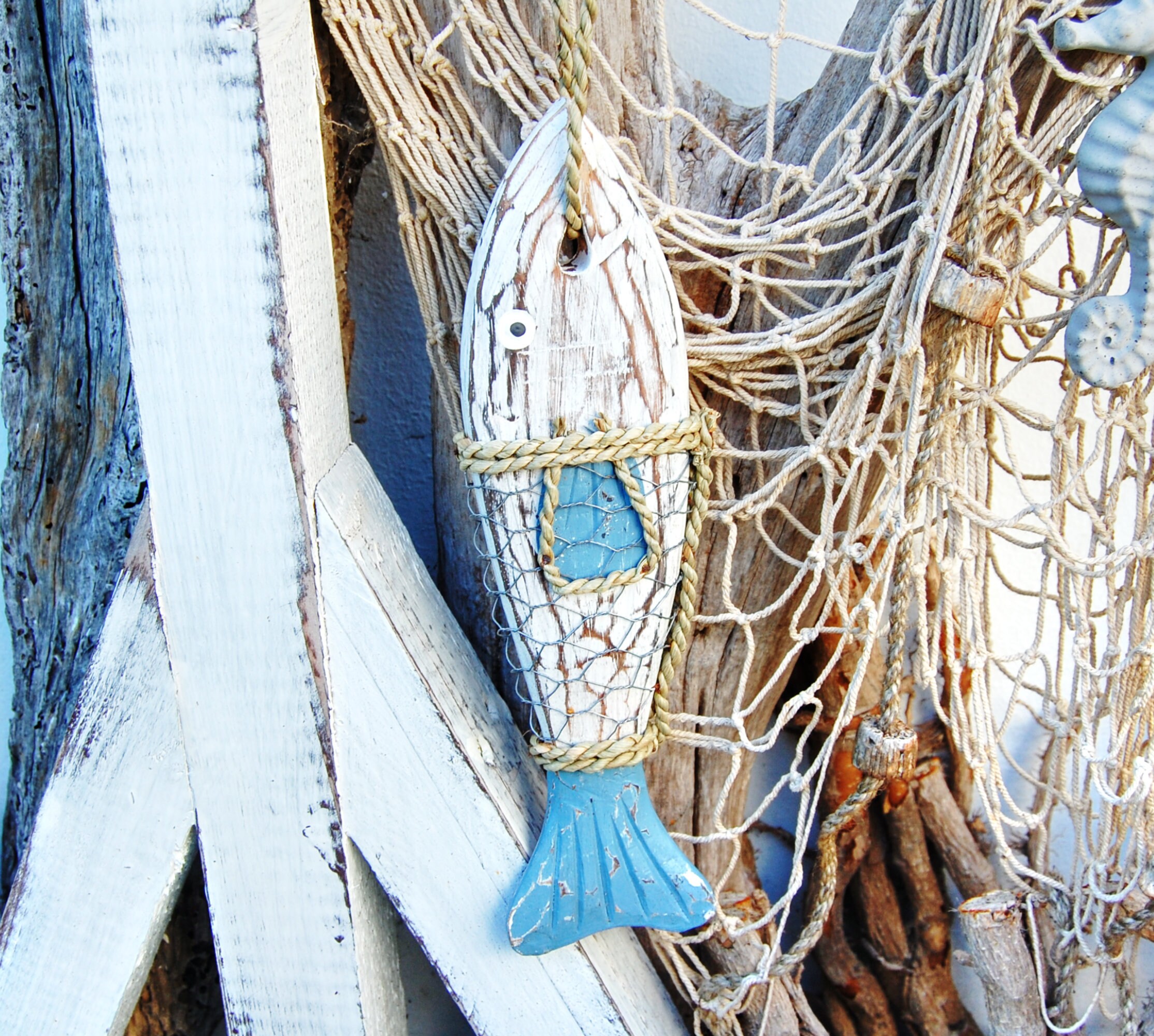 Decoration Cod Fish Wooden Fish as a Decoration to Hang. Maritime Carving in a Shabby Look ...