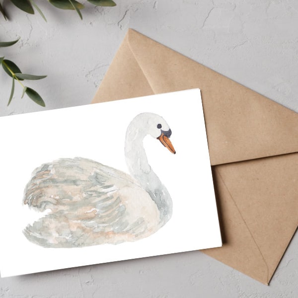 Simple. Elegant. Swan card. Perfect for any occasion. Blank inside.