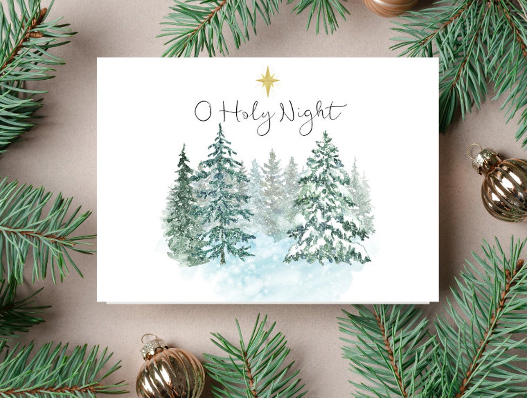 O Holy Night. Christmas Card With Christmas Hymn of O