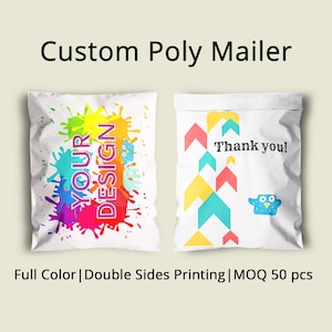 Custom Matte White Poly Mailers Full Color Custom Packaging