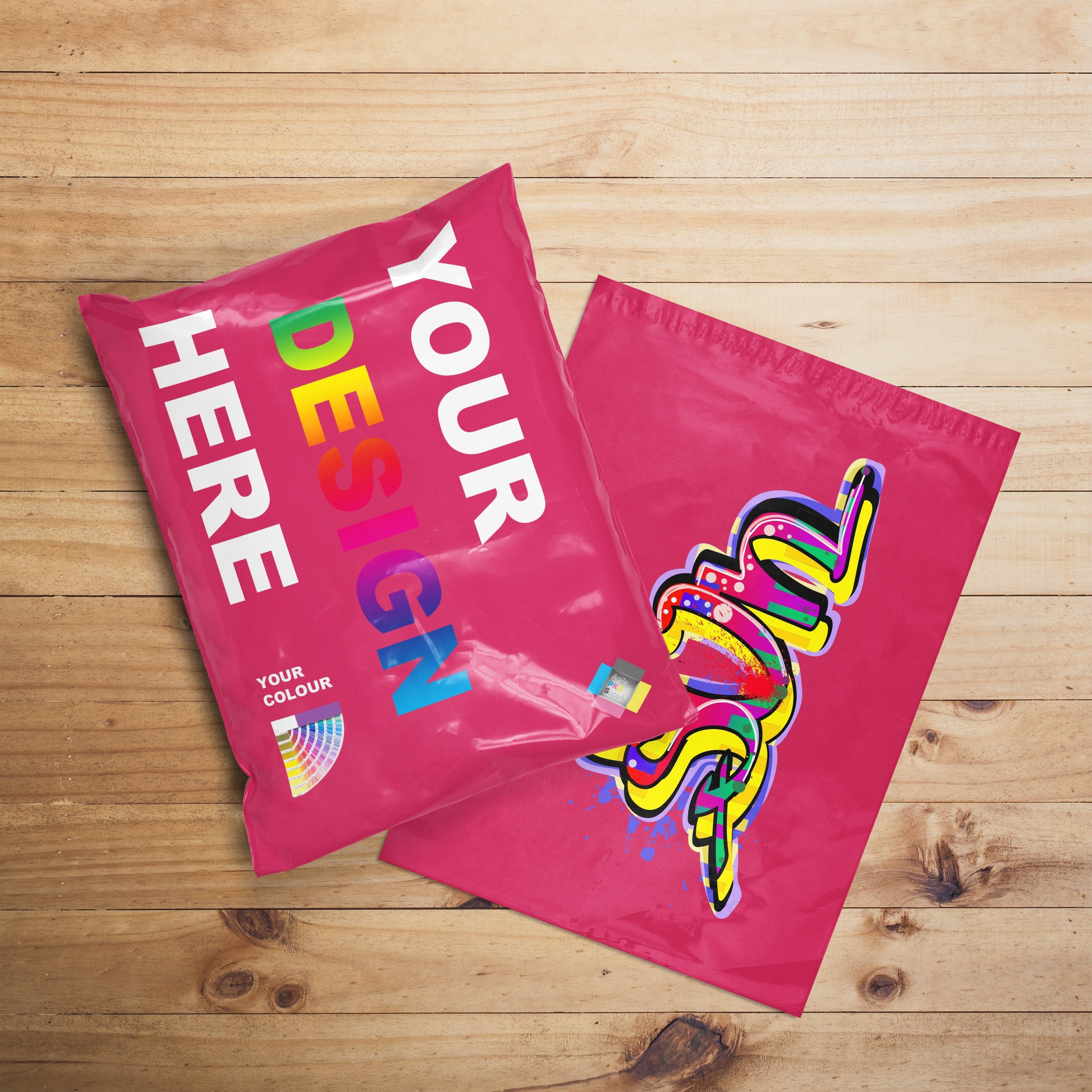 Custom Hot Pink Poly Bags Full Color Print Personalized Etsy UK