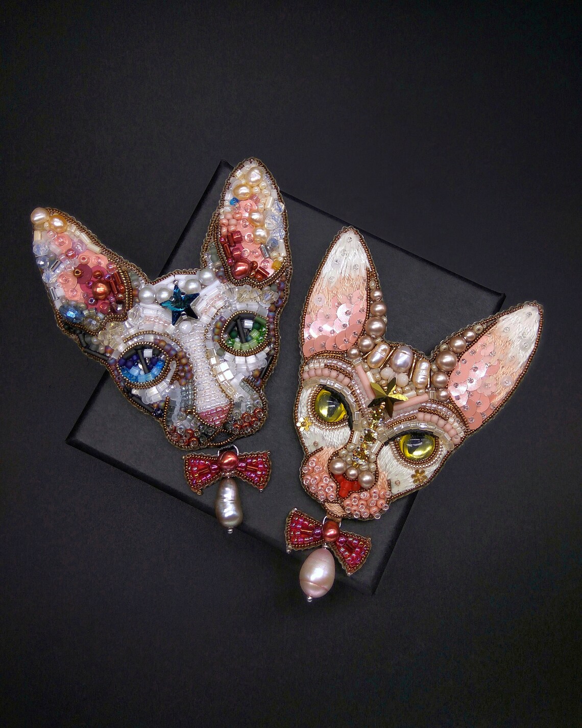Sphynx Cats Beaded Brooch Pin Sphynx Cat Jewelry Crystal Etsy