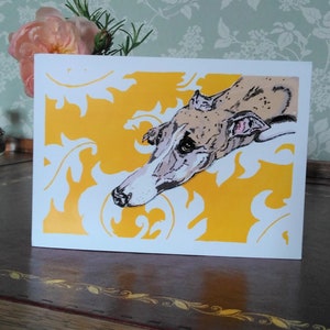 Reluctant Walker - whippet greetings card