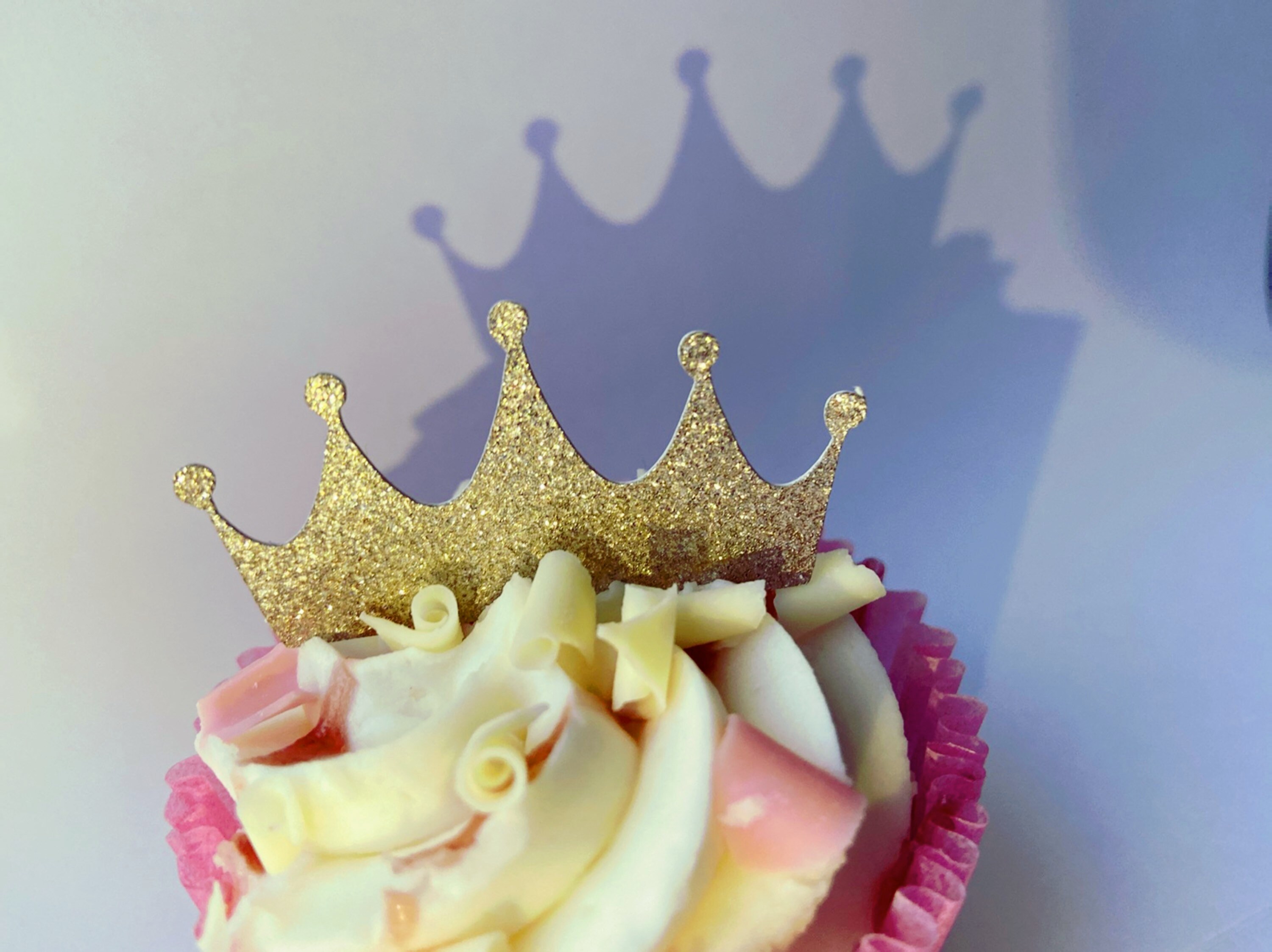 Princess Cupcake Toppers, Glitter Crown Toppers, Star Cupcake Toppers