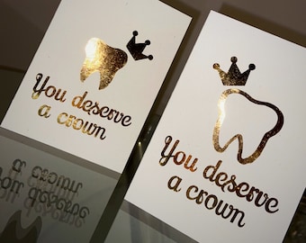 Dental Card, Dentist card, Tooth card, Tooth crown card, Thank you card, Tutor card, Handmade card