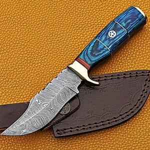 Beautiful Handmade Forged Damascus Steel Hunting Knife Wood Brass Handle, 8 Inches Knife, Gift for him, Wedding gift, Gift Knife