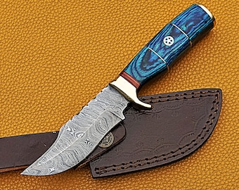 Schönes handgemachtes geschmiedetes Damast Stahl Jagdmesser Holz Messing Griff, 8 Zoll Messer, Geschenk für ihn, Hochzeitsgeschenk, Geschenk Messer