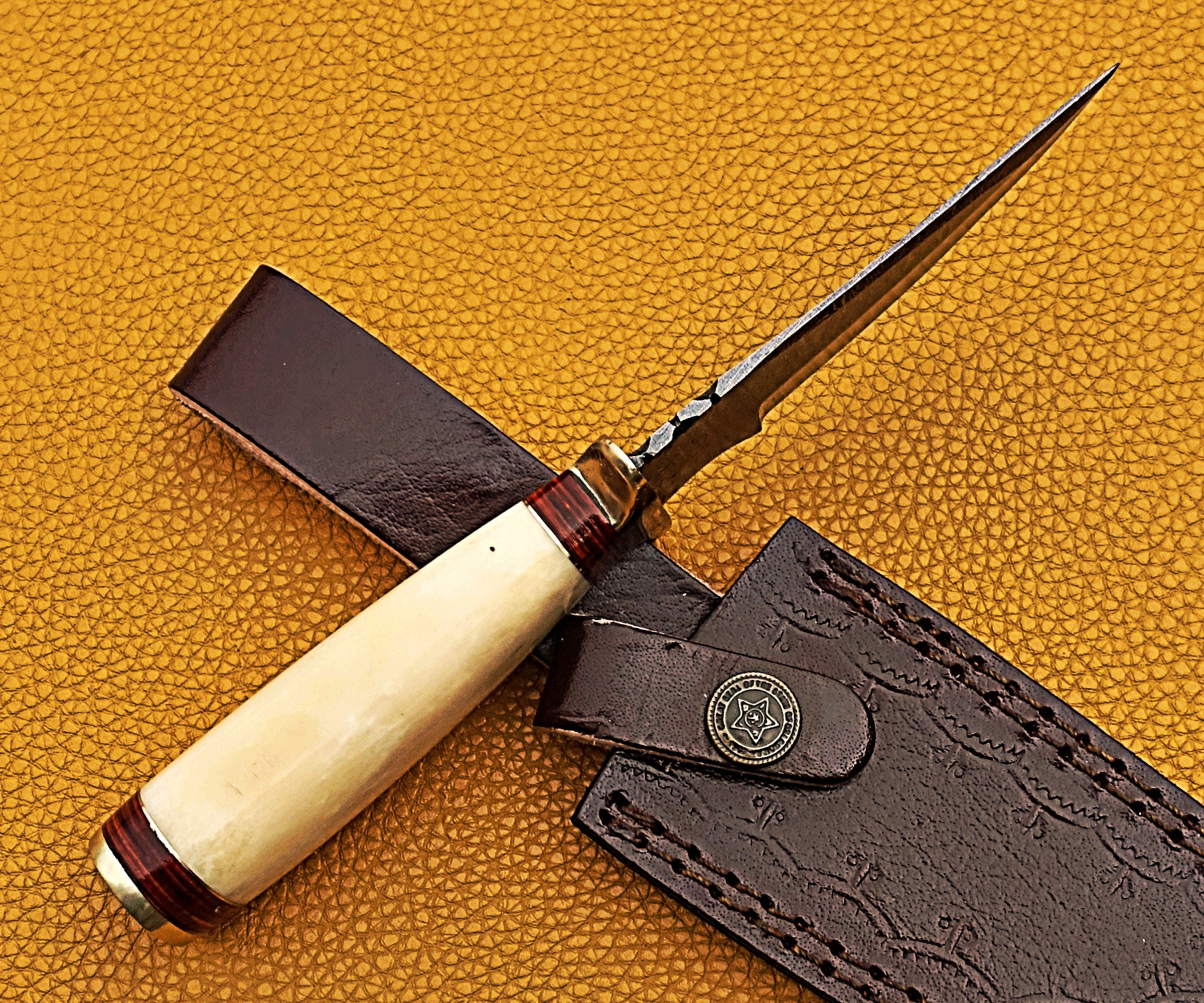 Natural Bone Handle Knife Handmade Damascus Steel Etsy