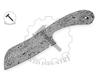 Custom Hand Forged Damascus Steel Knife Blank Blade For Knife Making Full Tang Rain Drop Damascus Pattern Hunting, Camping Tools 8.25"