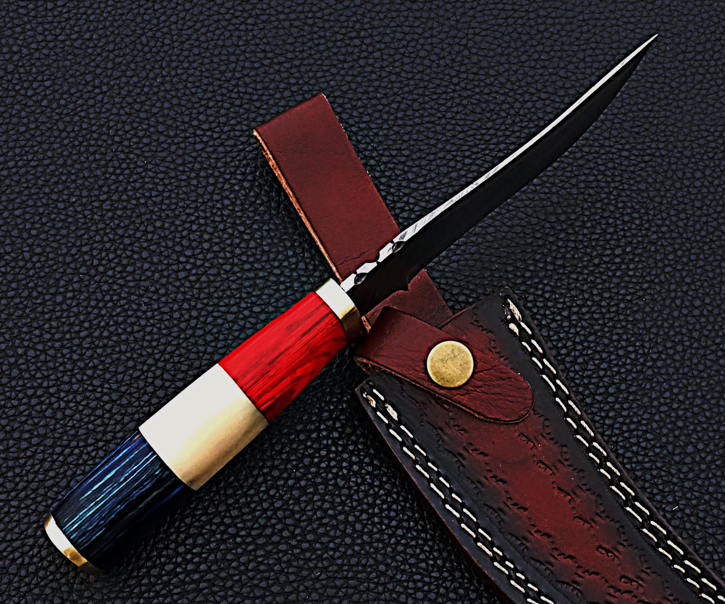 Bone Handle Knife Handmade Damascus Hunting Knife Bone Wood Etsy