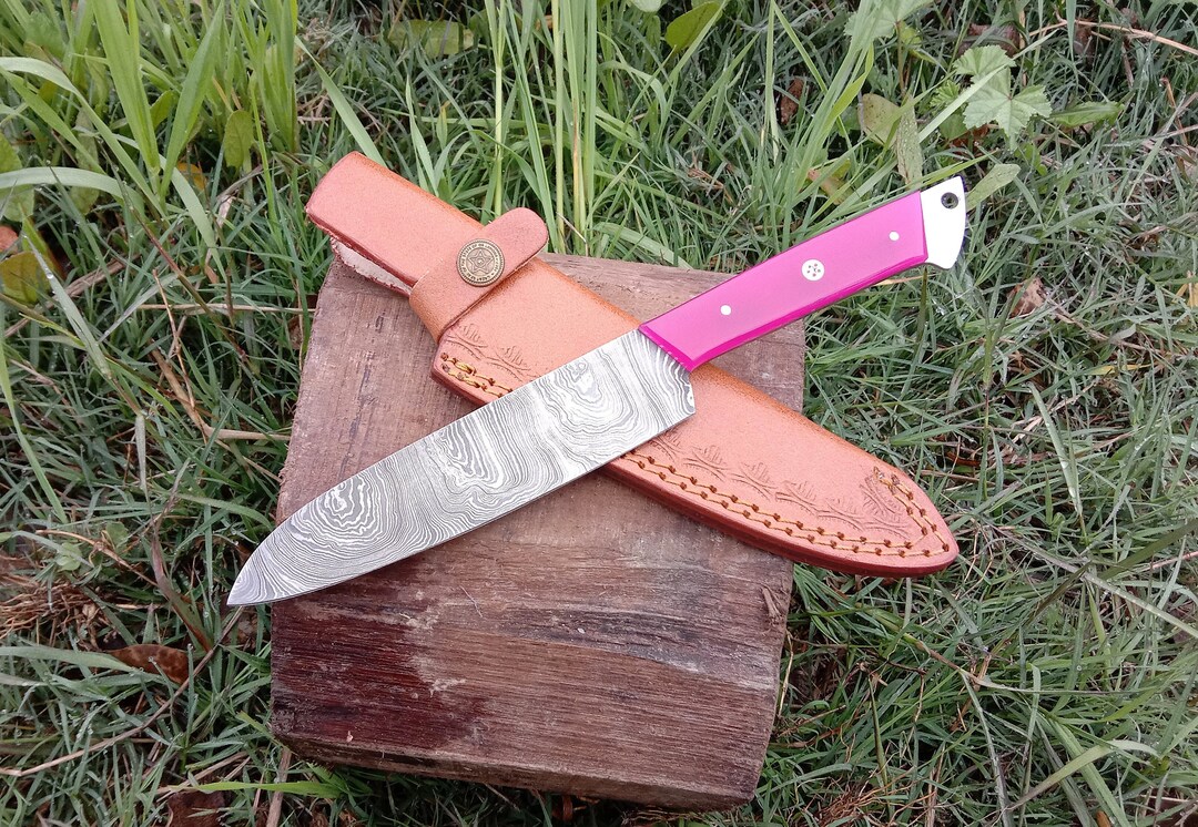 Handmade Chef Knife, Damascus Steel Kitchen Knife, Olive Wood