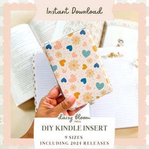 Summer Daisy Printable Kindle Insert for Clear Case Heart Design for Kindle Instant Download for E-Reader Cover Floral Kindle Case Insert