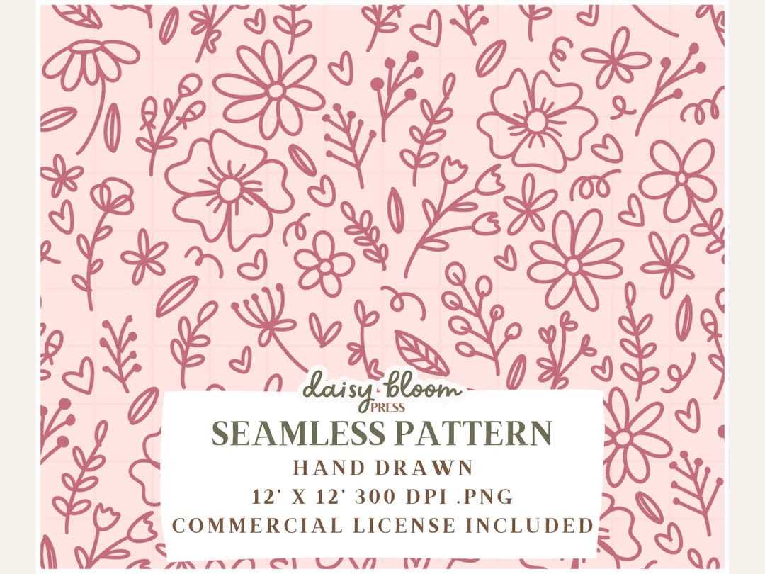 Ditsy Floral Seamless Pattern Digital Download Flower Doodle Print Cute ...