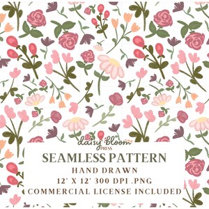 Fleurs sauvages printanières petites fleurs transparentes motif 300 ppp, papier numérique, fleurs sauvages, cottagecore, conception imprimable pour travaux manuels, sublimation PNG