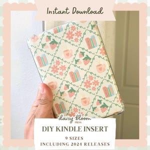 Printable Kindle Insert for Clear Case Bookish Design for Kindle Instant Download for E-Reader Cover Floral Strawberry Kindle Case Insert