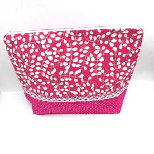 Pochette grande capacité, Trousse, Fourre tout en coton à fond large, doublée avec fermeture éclair pour femme