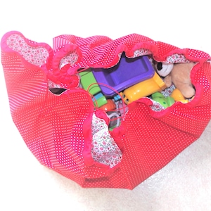 Tapis de transport de jouets rouge en coton imprimé double face