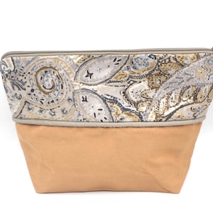 Pochette, Trousse, Fourre tout en coton à fond large, doublée avec fermeture éclair pour homme ou femme