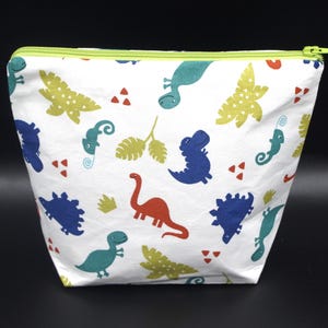 Pochette, Trousse, Fourre tout en coton à fond large, doublée avec fermeture éclair pour femme