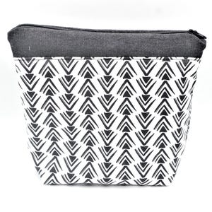 Trousse de toilette ou à maquillage, Fourre-tout en coton pour homme ou femme à fond large, doublée, avec fermeture éclair.
